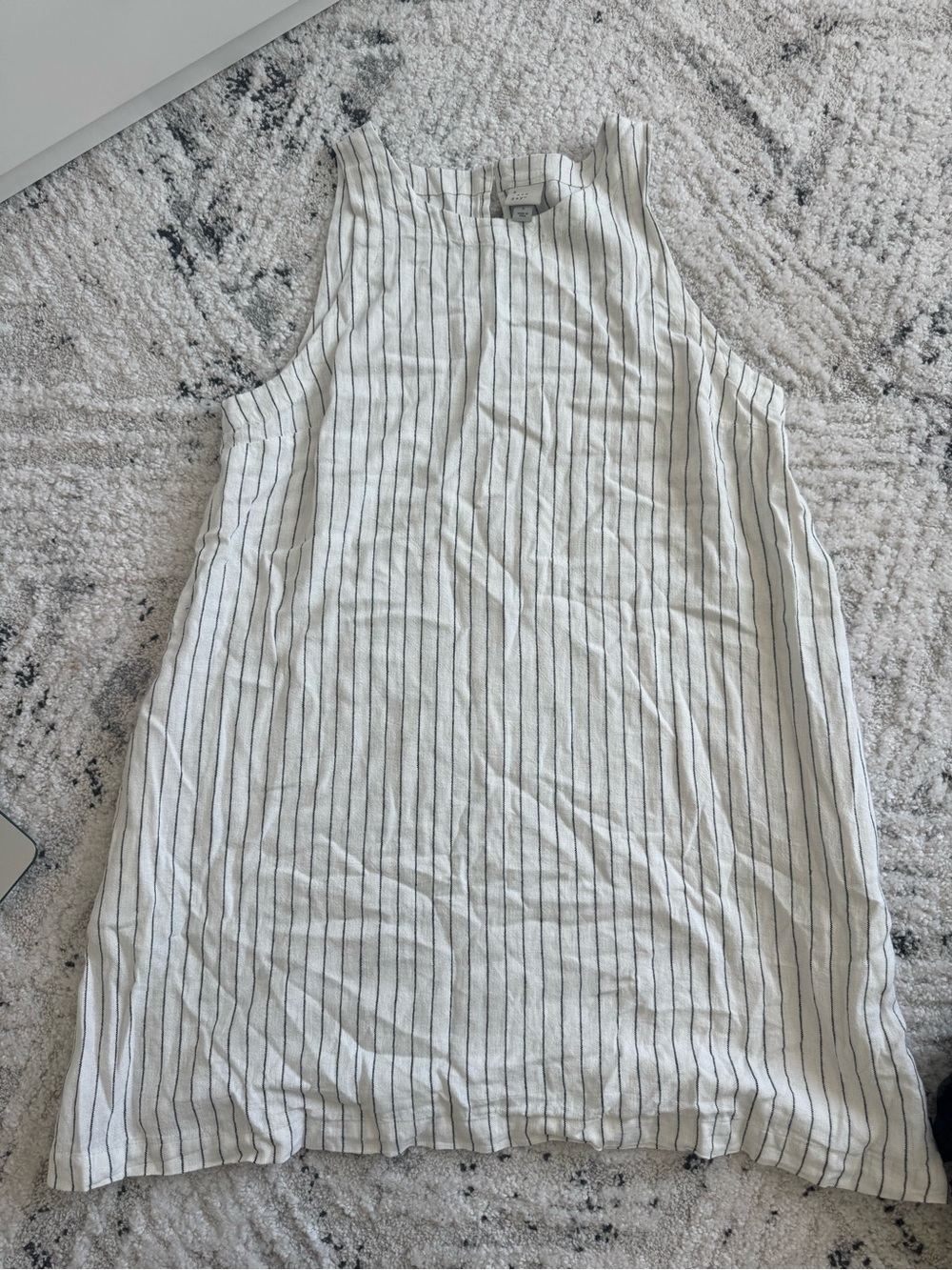 Lightweight White Striped Linen Tank Dress